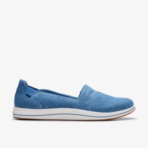 Clarks Breeze Step II Blue Interest Slip Ons Dame Blå | VUBQJ-2406