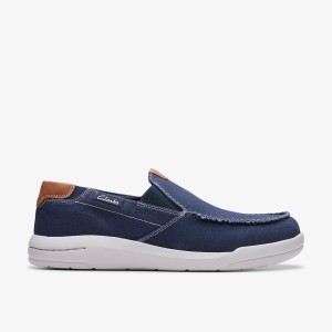 Clarks Driftlite Step Navy Combination Wedge & Slip On Sko Herre Mørkeblå | NXCEW-0754