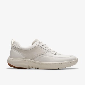 Clarks Pro Lace White Leather Sneakers Herre Hvide | RXZJD-4692