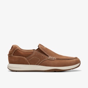 Clarks Sailview Step Light Tan Nubuck Wedge & Slip On Sko Herre Lysebrune | PEJRY-3251