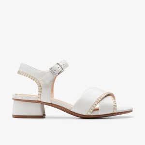 Clarks Serina 35 Cross Off White Leather Sandaler Dame Hvide | GZHPU-2761