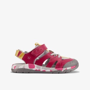 Clarks Steggy Roar Kid Pink Combination Sandaler Børn Lyserød | EYZFK-3710